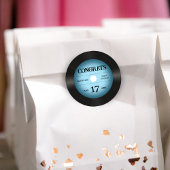 Retro Blue Vinyl Record Hochzeitsgratulation Runder Aufkleber