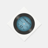 Retro Blue Vinyl Record Hochzeitsgratulation Serviette (Ecke)