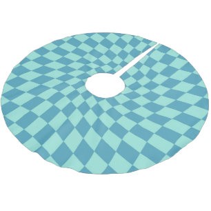 Retro Blue Warped Karos Checkered Dorm Polyester Weihnachtsbaumdecke