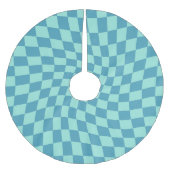 Retro Blue Warped Karos Checkered Dorm Polyester Weihnachtsbaumdecke (Vorderseite)
