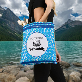 Retro Blue Water Pattern Canoe Otter Personalisier Tasche