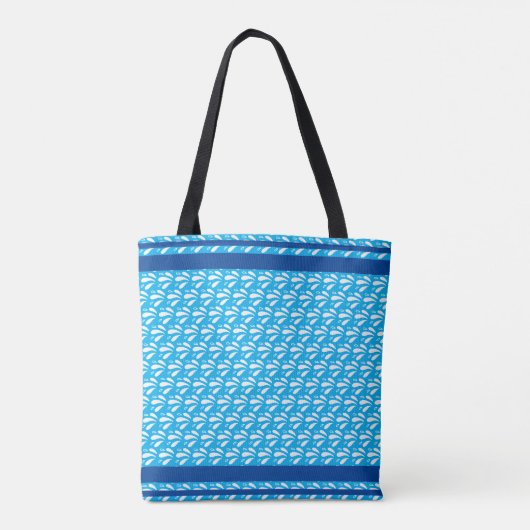 Retro Blue Water Pattern Canoe Otter Personalisier Tasche (Rückseite)