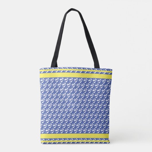 Retro Blue Water Pattern Canoe Otter Personalisier Tasche (Rückseite)