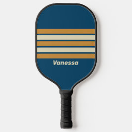 Retro Blue Wave Across Strive with Name Pickleball Schläger