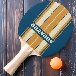 Retro Blue Wave Board Streifen mit Namen Tischtennis Schläger