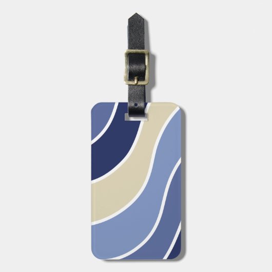 Retro Blue Waves Custom Gepäckanhänger (Vorderseite vertikal)
