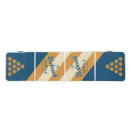 Retro Blue Waves Streifen Familienname & Jahr Beer Pong Tisch