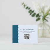 Retro Blue Wavy Baby Registry QR Code Begleitkarte (Stehend Vorderseite)