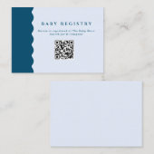 Retro Blue Wavy Baby Registry QR Code Begleitkarte (Vorne/Hinten)