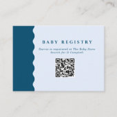 Retro Blue Wavy Baby Registry QR Code Begleitkarte (Vorderseite)