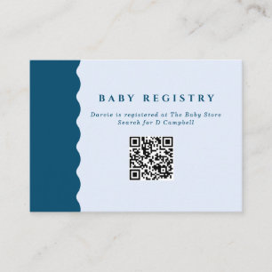 Retro Blue Wavy Baby Registry QR Code Begleitkarte