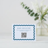 Retro Blue Wavy Frame Baby Registry QR Code Begleitkarte (Stehend Vorderseite)