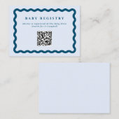 Retro Blue Wavy Frame Baby Registry QR Code Begleitkarte (Vorne/Hinten)