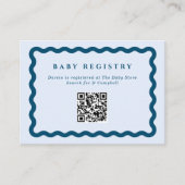Retro Blue Wavy Frame Baby Registry QR Code Begleitkarte (Vorderseite)