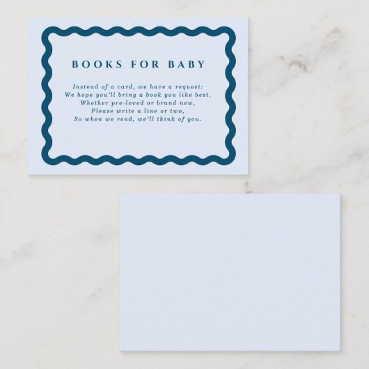 Retro Blue Wavy Frame Books für Baby Begleitkarte (Vorne/Hinten)