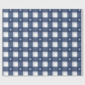 Retro Blue White Christmas New Year Kariert Geschenkpapier (Flach)