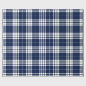 Retro Blue White Christmas New Year Tartan Kariert Geschenkpapier (Flach)