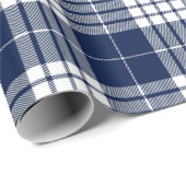 Retro Blue White Christmas New Year Tartan Kariert Geschenkpapier (Rolleneckpunkt)