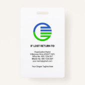 Retro Blue White Column Medizinisches Personal ID Ausweis (Rückseite)