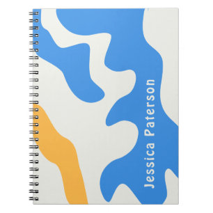 Retro Blue Yellow Bio Personalisierter Name Notizblock