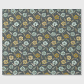 Retro Blue & Yellow Blume Geschenkpapier (Flach)