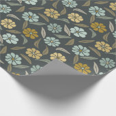 Retro Blue & Yellow Blume Geschenkpapier (Ecke)