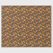 Retro Blue Yellow Brown Java Coffee Boans Muster Geschenkpapier (Flach)