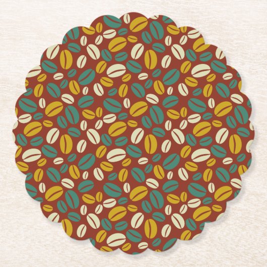 Retro Blue Yellow Brown Java Coffee Boans Muster Untersetzer (Vorderseite)