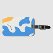 Retro Blue Yellow Green Bio Name Gepäckanhänger (Vorderseite (Horizontal))