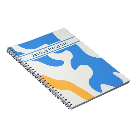 Retro Blue Yellow Green Bio Name Notizblock (Rechte Seite)