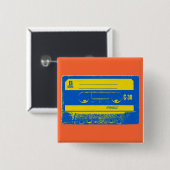 Retro Blue & Yellow Kassettenband Button (Vorne & Hinten)