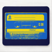 Retro Blue & Yellow Kassettenband Mousepad (Vorne)