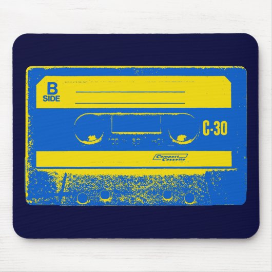 Retro Blue & Yellow Kassettenband Mousepad (Vorne)