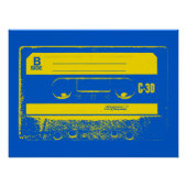 Retro Blue & Yellow Kassettenband Poster (Vorderseite)