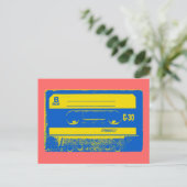 Retro Blue & Yellow Kassettenband Postkarte (Stehend Vorderseite)