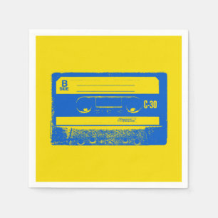 Retro Blue & Yellow Kassettenband Serviette