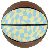 Retro Blue Yellow Pastor Warped Checkerboard Basketball (Vorderseite)