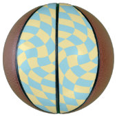 Retro Blue Yellow Pastor Warped Checkerboard Basketball (Vertikal)