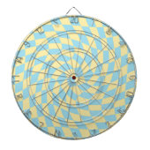 Retro Blue Yellow Pastor Warped Checkerboard Dartscheibe (vorne)