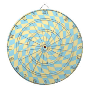 Retro Blue Yellow Pastor Warped Checkerboard Dartscheibe
