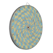 Retro Blue Yellow Pastor Warped Checkerboard Dartscheibe (Vorderseite Links)
