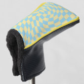 Retro Blue Yellow Pastor Warped Checkerboard Golf Headcover (3/4 Vorderseite)