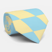 Retro Blue Yellow Pastor Warped Checkerboard Krawatte (Gerollt)