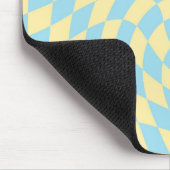 Retro Blue Yellow Pastor Warped Checkerboard Mousepad (Ecke)