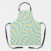 Retro Blue Yellow Pastor Warped Checkerboard Schürze (Vorderseite)