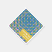 Retro Blue Yellow Pattern Fun Bold Custom Wedding Serviette (Ecke)