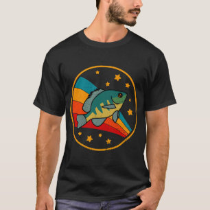 Retro Bluegill im Weltraum Angel Sport und Angeln  T-Shirt