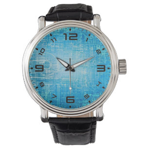 Retro Blueprint Artistic Watch - Vibranand Blue Armbanduhr