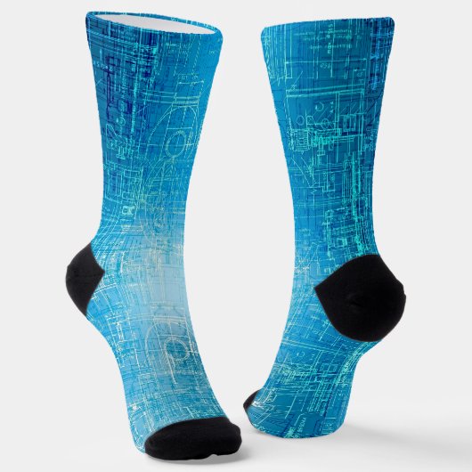 Retro Blueprint Socks - Stil erfüllt Komfort Socken (Gewinkelt)