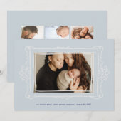 Retro Blues Moderne doodle Foto Rahmen Adoption Ankündigung (Vorne/Hinten)